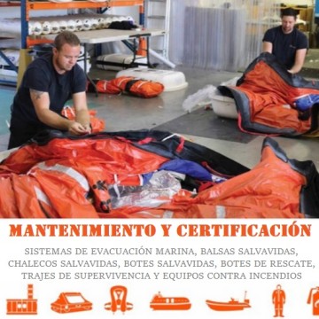 Servicio de mantenimiento, inspección y certificación a balsas salvavidas